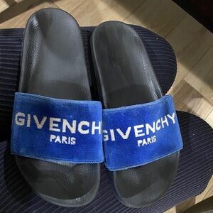 Givenchy Black and Blue Slide Sandals